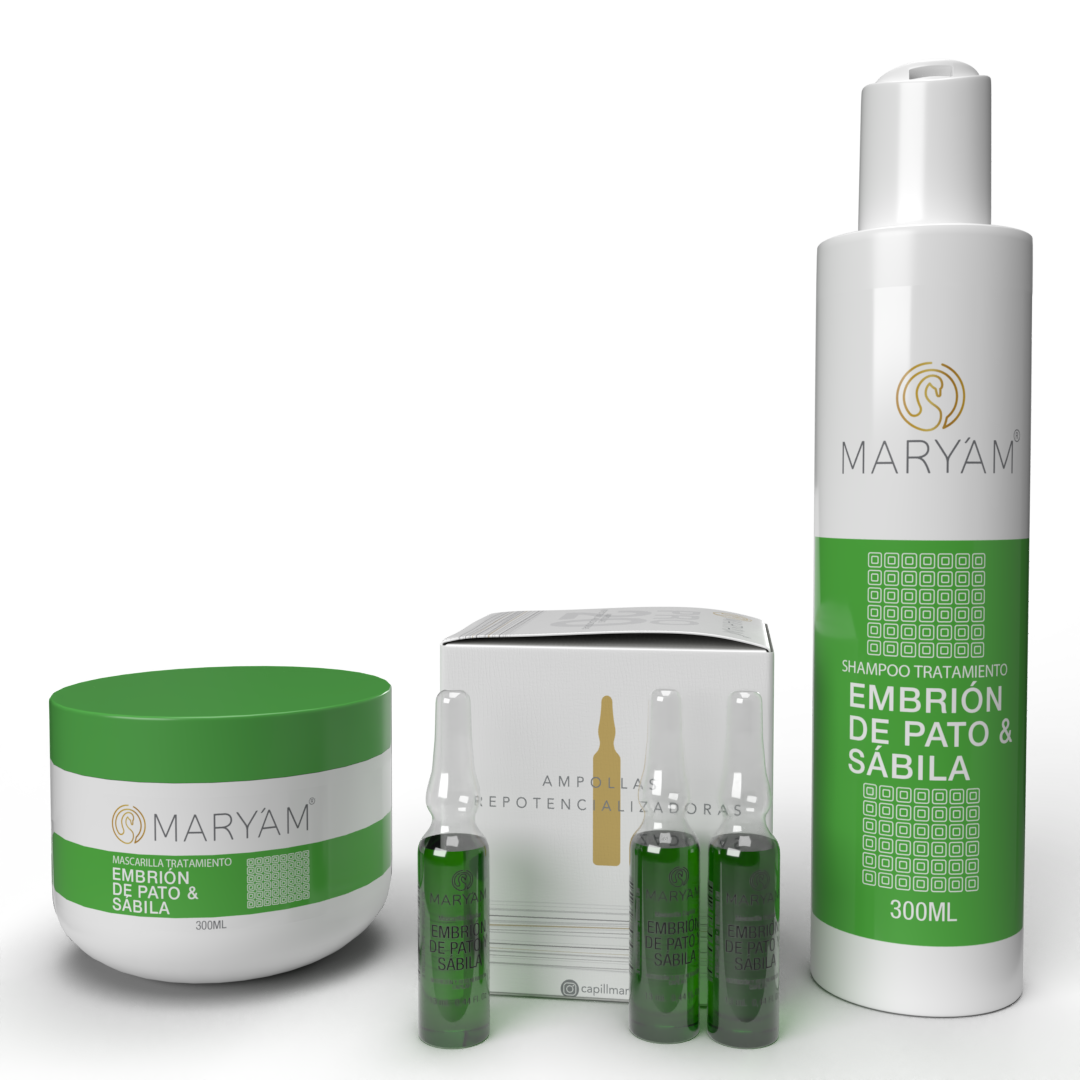 COMBO Tratamiento y Shampoo Embrion de Pato y Sabila + 3 Ampollas Embrion de Pato y Sabila