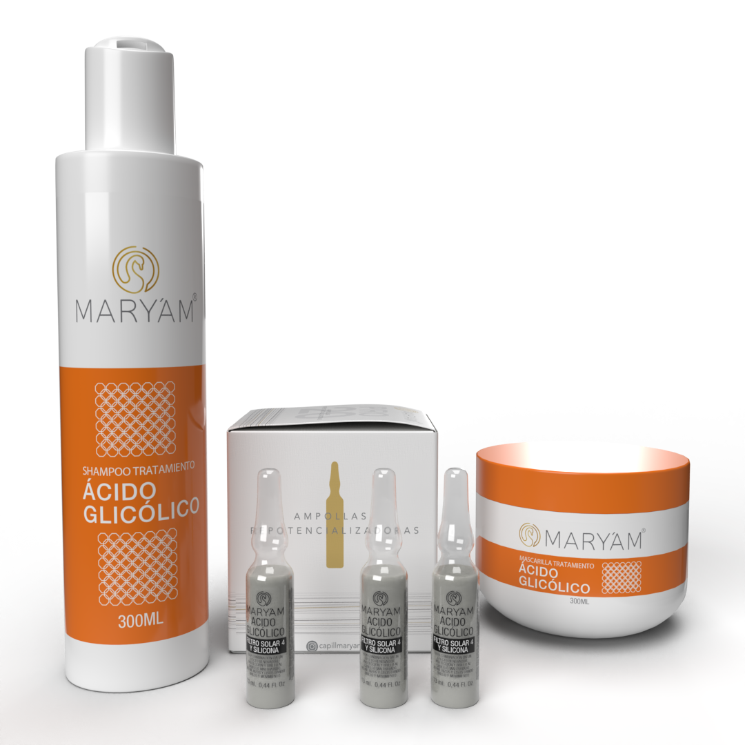 COMBO Tratamiento y Shampo Acido Glicolico+ 3 ampollas Acido Glicolico